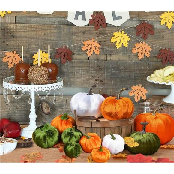 54Pcs Artificial Pumpkins Maple Harvest Fall Decoration - Picture 3 of 7